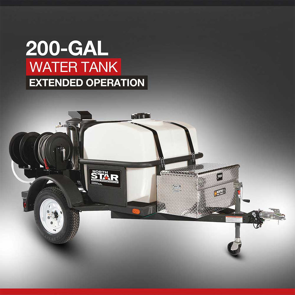 NorthStar® Trailer-Mounted Hot Water Commercial Pressure Washer, 4000 PSI, 4.0 GPM, Honda Engine, 200-Gal (157595)