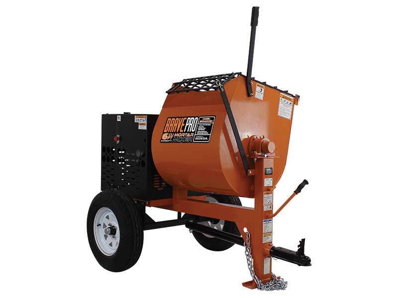 BravePro™ 8 Cubic Foot Steel Drum Mortar Mixer w/ Honda® GX240 Engine (BRPMM108H)