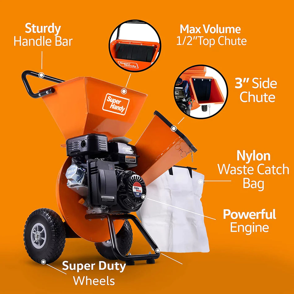 SuperHandy 3 in 1 Multi-Function Wood Chipper Mulcher 3" Max Capacity - 7HP (GUO019)